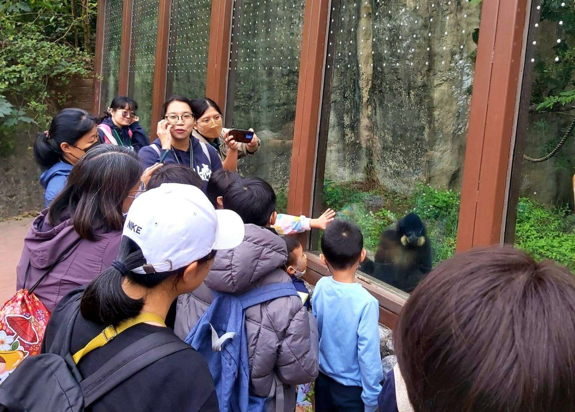 圖3 獼猴協會林美吟秘書長向大朋友介紹金頰長臂猿